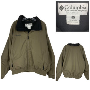 Vintage 1990's Columbia Men's Sz XL Tan Fleece Sherpa Lined Jacket Pockets